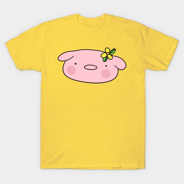 Flower Pig Face T-Shirt by saradaboru